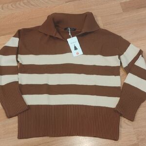 Brown and Cream Striped Sweater
